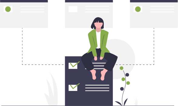 Girl sitting with charts